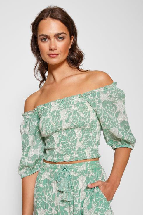 Koy Resort Bloom Smocked Crop Top